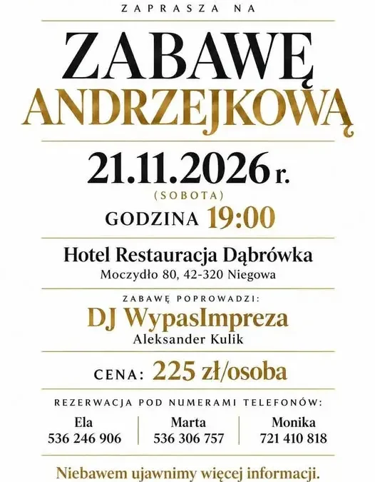 Zabawa andrzejkowa w Niegowie – Rada Rodziców zaprasza