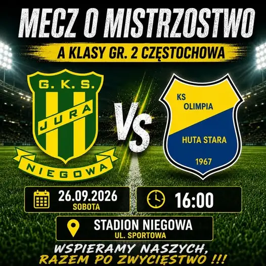 GKS Jura Niegowa podejmie Olimpię Hutę Starą. Kibice liczą na komplet punktów