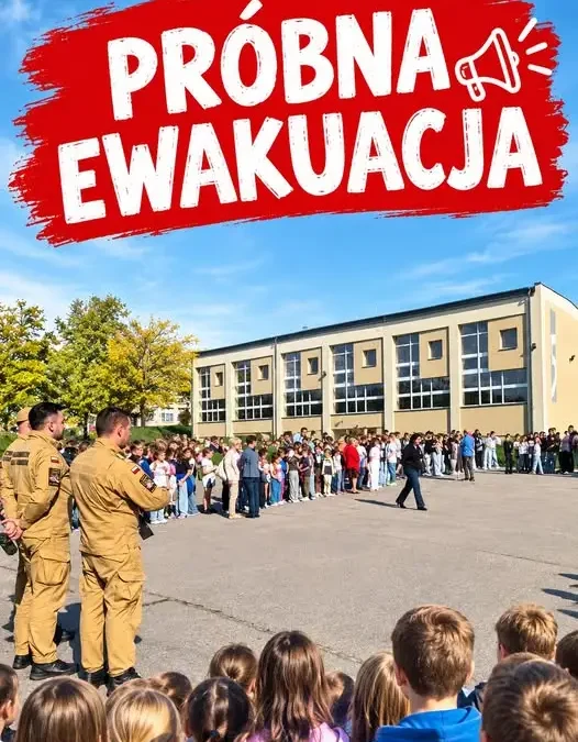 Próbna ewakuacja i prelekcja o ataku dronów w szkole w Myszkowie