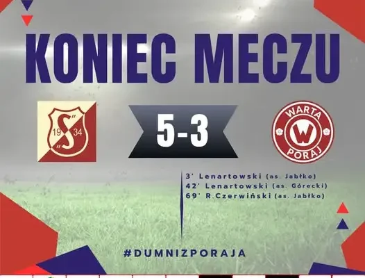 Warta Poraj wygrywa w emocjonującym meczu przy Sabinowskiej
