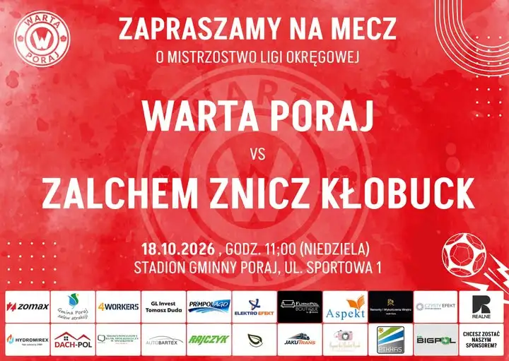 Warta Poraj zagra z Zalchem Znicz Kłobuck w 11. kolejce