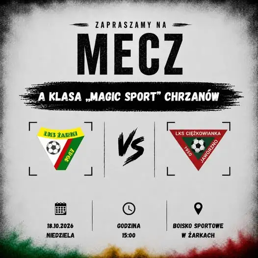 LKS Żarki podejmie Ciężkowiankę Jaworzno w 10. kolejce A Klasy