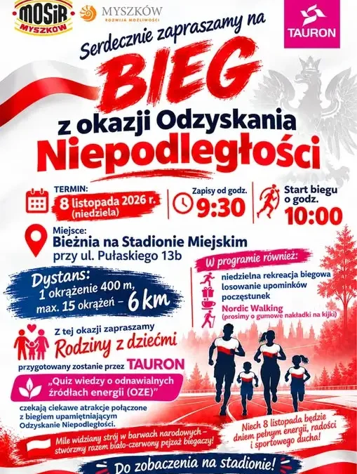 Bieg z okazji Odzyskania Niepodległości w Myszkowie – zapisy już 8 listopada