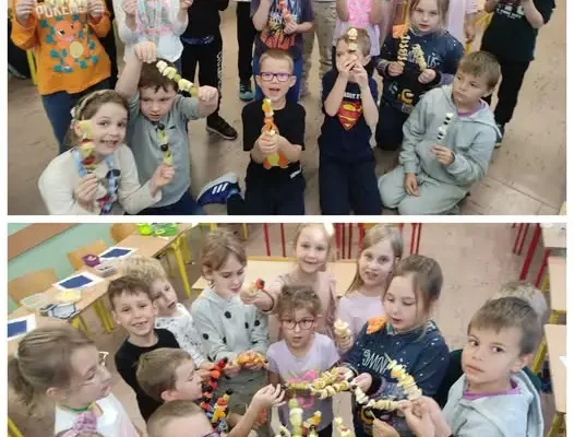 Klasa 1b z owocową lekcją zdrowia – szaszłyki i higiena