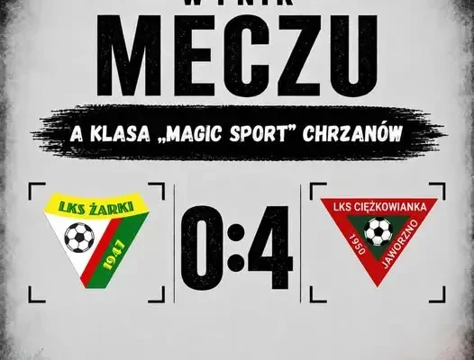 LKS Żarki przegrywa u siebie z Ciężkowianką Jaworzno 0:4