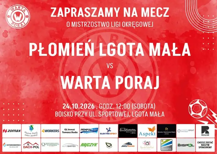 Warta Poraj wraca do gry – wyjazdowy mecz z Płomieniem Lgota Mała