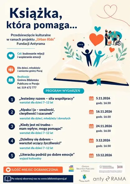 Gminna Biblioteka Publiczna w Poraju przystępuje do projektu „Książka, która pomaga…”